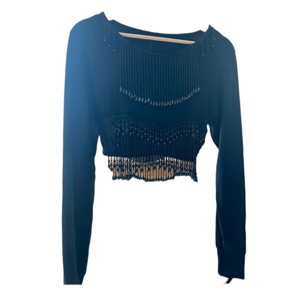 Vintage Beaded Crop Sweater